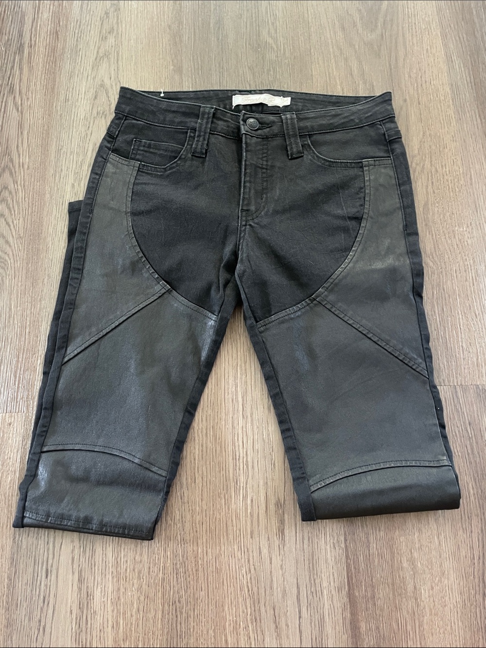 Frankie B Womens Black Faux Vegan Leather Skinny Jeans sz. 26